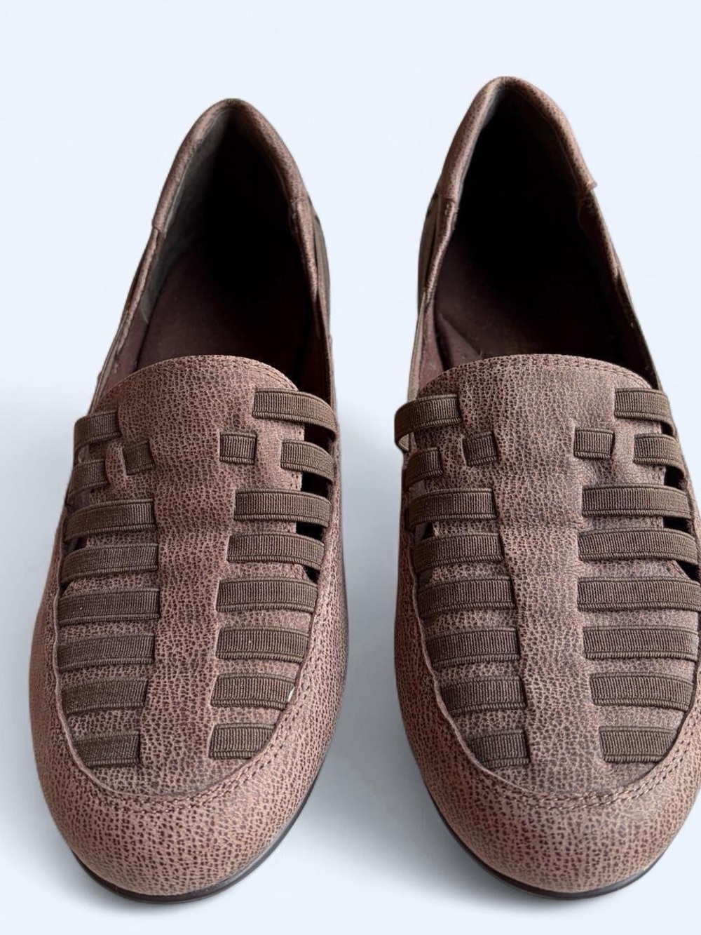 Vaneli Brown Woven-Detail Slip-On Loafers